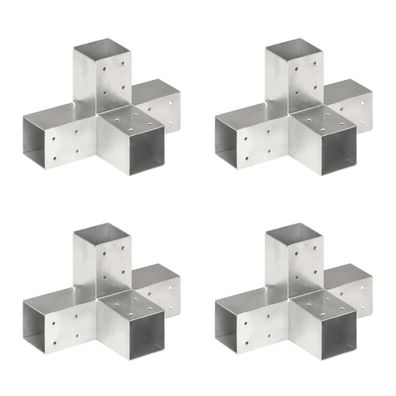 vidaXL Pfostenverbinder 4 Stk. X-Form Verzinktes Metall 71 x 71 mm