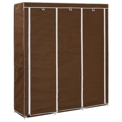 vidaXL Kleiderschrank mit Fächern und Stangen Braun 150x45x175cm Stoff