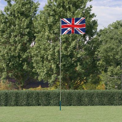 vidaXL Flagge Großbritanniens mit Mast 5,55 m Aluminium