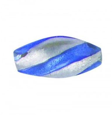 Perle, Spirale - blau-silber - 20x8mm