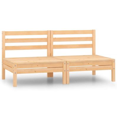 vidaXL Garten-Mittelsofas 2 Stk. Massivholz Kiefer