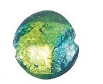 Glas-Perle - Linse - grün-bunt