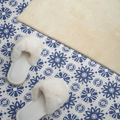 Blau Wandverkleidung Modern Tulup - Blumenmuster auf Vinyl-Hintergrund