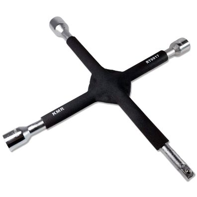 Radkreuz | Universal | 17mm 19mm 21mm Schlüssel & 1/2"-Vierkant | Gummiert