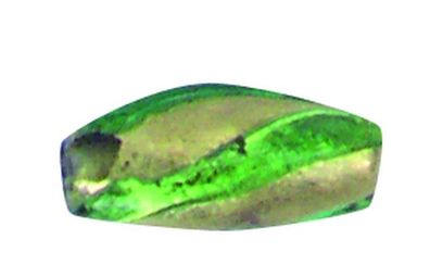 Glas-Perle - oval, grün-gold bemalt - 12x8mm