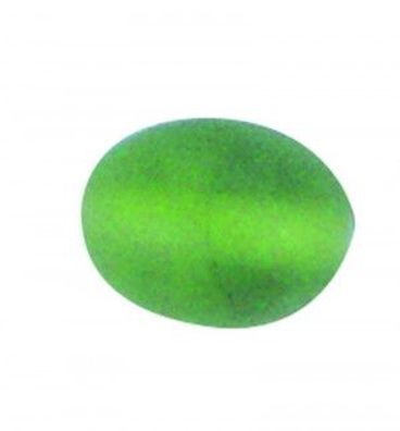 Glasperle oval, grün-matt - 12 x 8 mm