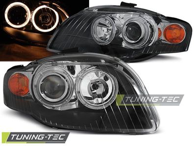 Scheinwerfer passend für Audi A4 B7 11.04-03.08 Angel Eyes Schwarz