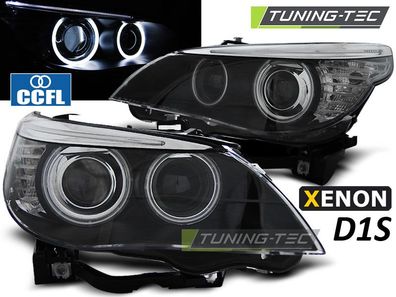 Scheinwerfer Xenon passend für BMW E60/E61 05-07 Ccfl Hid D1S Dual Projector Schwarz