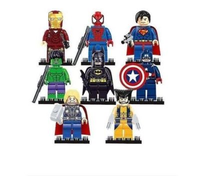 8pcs Marvel Superhelden Bausteine Mini Action Figuren Spielzeug Hand Puppets X