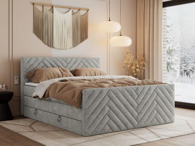 Boxspringbett PARIS KING DUO mit 7 Härtezonen Multipocket-Matratzen, Bettkästen