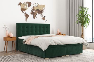 FurMeb24 Boxspringbett CARLO + topper + Matratze - mit bettkasten, Stoff monolith