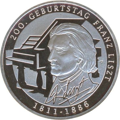 BRD 10 Euro 2011 G Franz Liszt PL Silber*