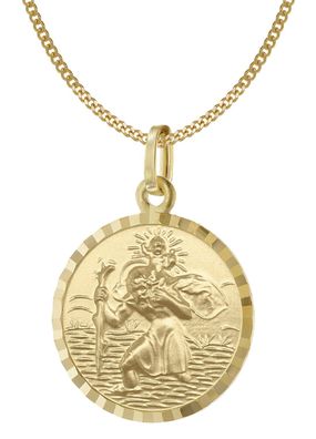 Acalee Schmuck Halskette mit Christophorus Gold 333/8K Anhänger Ø 16 mm 50-1021