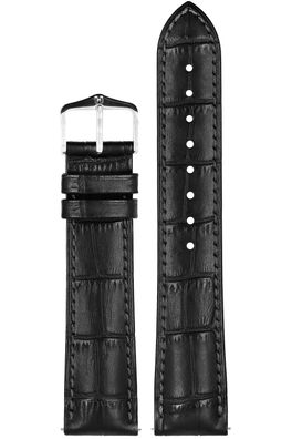 Hirsch Lederarmband für Uhren Duke M 18 mm Schwarz 01028150-2-18