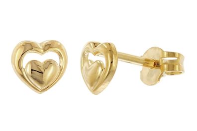 trendor Schmuck Kinder-Ohrringe Gold 333/8K Ohrstecker Offenes Herz 28589