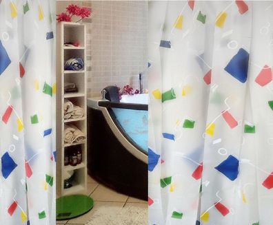 Abstraktmotiv Multicolor Oekoplast Duschvorhang 180x200cm inkl. DV-Ringe weiß