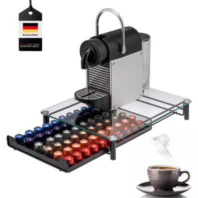 bremermann Kaffeekapselbox, Kapselhalter, Glasplatte, 60x Nespresso