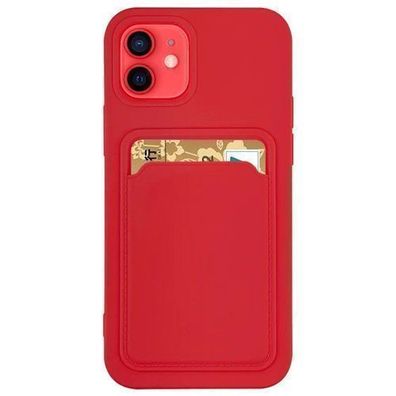 Premium Silikon Kartenetui Geldboerse mit Kartentasche fuer iPhone 12 Pro Max - Ro