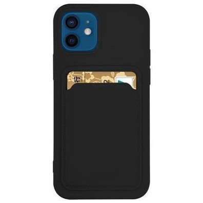 Kartenetui Silikonhuelle mit Kartenfach fuer Samsung Galaxy A42 5G - Schwarz