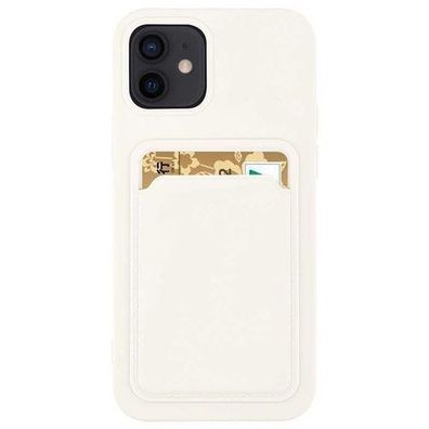 Silikon-Kartenetui mit Kartenfach fuer Samsung Galaxy S21 Ultra 5G - Weiss