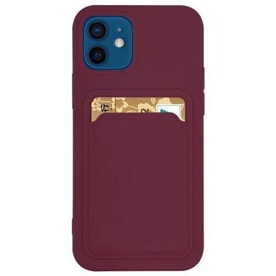 Silikon-Huelle Kartenetui mit Kartentasche fuer Samsung Galaxy A72 4G - Bordeaux F