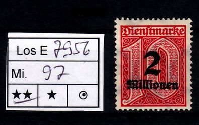 Los B7956: Deutsches Reich Dienst Mi. 97 X * *