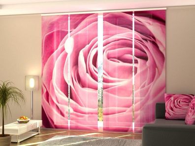 Fotogardine 1-4 tlg. "Rosa Rose" Schiebegardine bedruckt, Flächenvorhang mit Blumen
