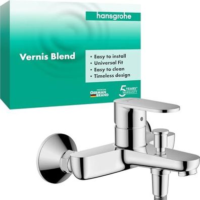 hansgrohe Wannenarmatur, Vernis Blend, Aufputz-Wannenarmatur für 2 Verbraucher, Chrom