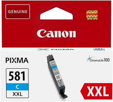 Canon 1995C001 Tintenpatrone CLI-581C Druckerpatrone, Cyan, Standard, XXL