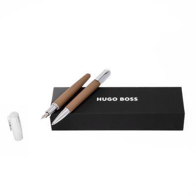 HUGO BOSS Iconic Pebbled Camel Set (kugelschreiber & füllfederhalter)
