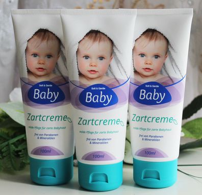 3x100ml Soft & Gentle Baby Kinder Zartcreme Creme Vitamin E Panthenol