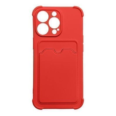 Kartenetui Schutzcover fuer iPhone 12 Pro Max, Silikon Airbag Huelle, Rot