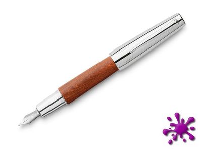 Füllhalter E-MOTION Schaft aus Holz mit Chrom, Braun, in Geschenketui