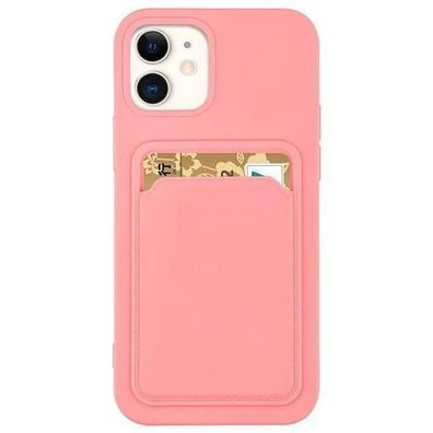 Silikon-Kartenetui mit Fach fuer Galaxy A73 in Pink - Praktische Brieftasche fuer