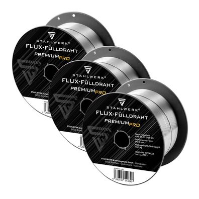 Stahlwerk Fülldraht 3er Set FLUX E71T-GS 0,9 mm 0,45 kg Drahtrolle D100 MIG MAG