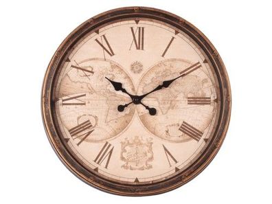 Wanduhr - Weltkarte Bullaugenoptik