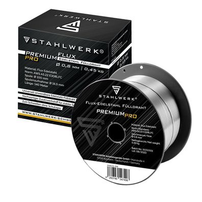 Stahlwerk Fülldraht FLUX Edelstahl E308LFC 0,8 mm 0,45 kg Drahtrolle Drahtspule