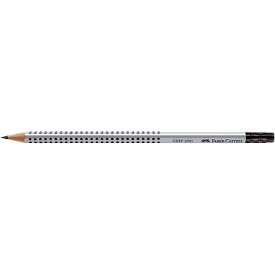 Faber Castell Bleistift Grip 2001 mit Gummitip HB silber