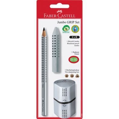 Faber Castell Bleistift Grip Jumbo B silber Rad+Spitzer