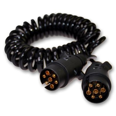 Spiralkabel | 7-Adrig | 7x0,5mm² | 2x Stecker | 12-24V | PVC | ISO 1724 | 5 Meter