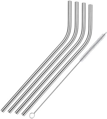 Westmark Trinkhalm Edelstahl gebogen mit Reinigungsbürste 21,5cm 4er 1 Stck. 40546