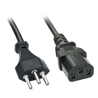 Lindy 30417 Schweizer IEC-Netzkabel, 2m Schw. Netzst.-IEC320 C13