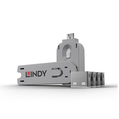 Lindy 40454 USB Portschlösser 4xWEISS+key 4 Schlösser mit 1 Schlüssel