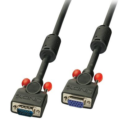 Lindy 36392 VGA Kabel M/F, schwarz 1m HD15 M/F, DDC-fähig