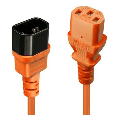 Lindy 30474 IEC Verlängerung, orange, 1m