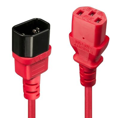 Lindy 30476 IEC Verlängerung, rot, 0.5m