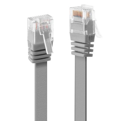 Lindy 47492 Cat6 U/UTP Flachband-Patchkabel, grau, 2.00m Ohne Schirmung