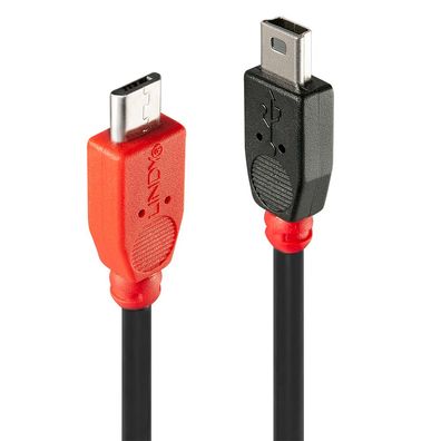 Lindy 31717 USB Kabel Micro-B / Mini-B OTG, 0,5m Micro-B St Mini-B St
