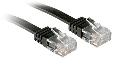 Lindy 47520 Cat6 Flachband Patchkabel schwarz, 0.30m Ohne Schirmung