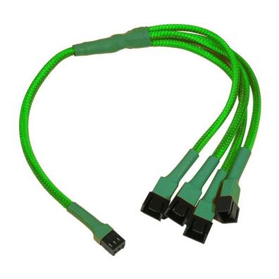 Nanoxia 3-Pin Molex auf 4 x 3-Pin Adapter - 30 cm - neon-grün